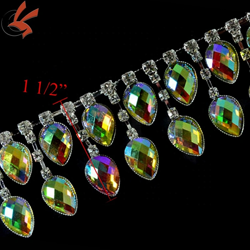 Stunning Beaded Crystal Rhinestone Diamante Trim Ribbon Bridal Wedding Chain