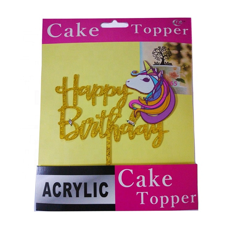 2019 New Arrival Mirror Silver Happy Birthday 3D Art Painting Custom Acrylic Cake Topper