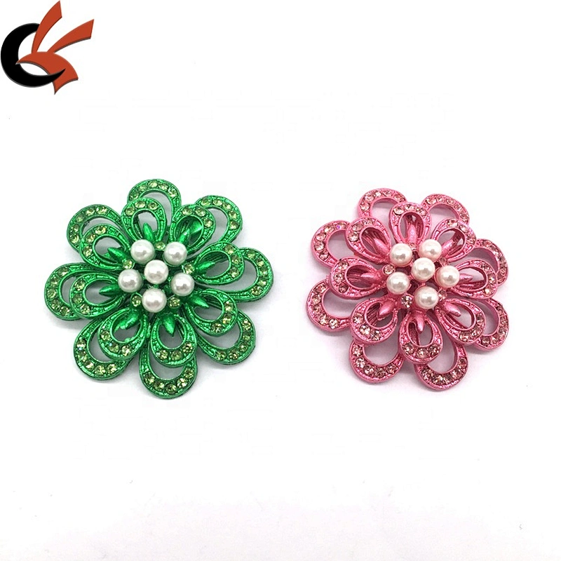 DIY Making Colored Metal Setting Imitated Pearl Rhinestone Crystal Flower Brooches Pins Wedding Bouquet Brooches