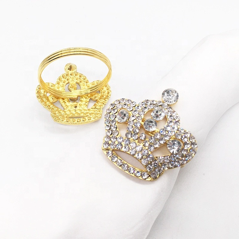 Metal Gold Silver Rhinestone Crown Shaped Stainless American Wedding Crystal Napkin Ring