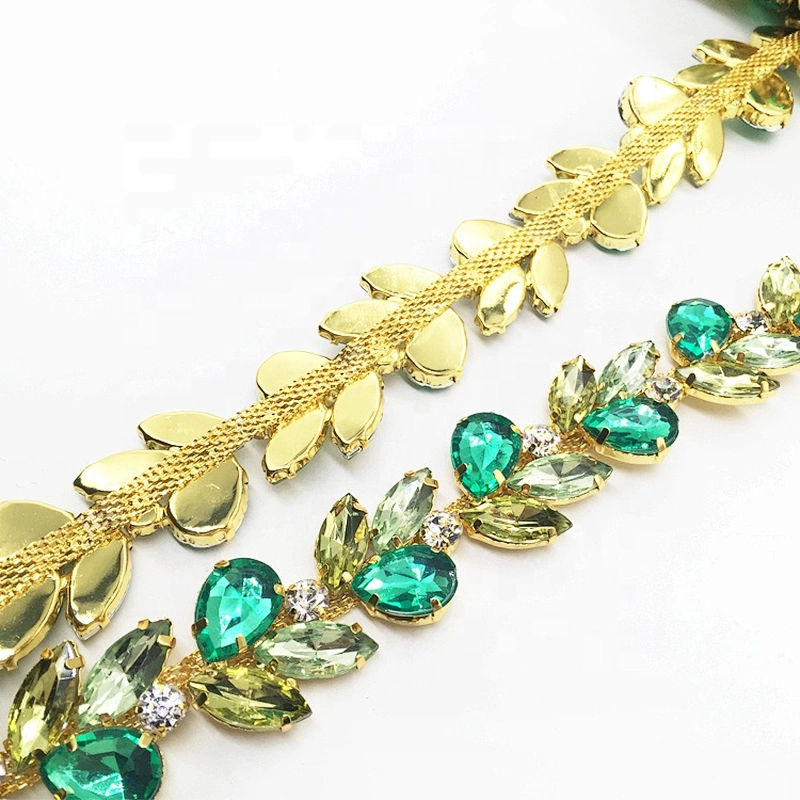 By Yard mix color crystal acrylic rhinestone chain trim for wedding dress belt and shoes