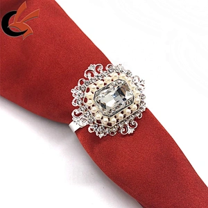 New Arrival vintage pearl and rhinestone napkin ring napkin holders for table decoration