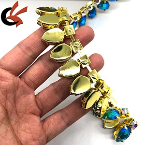 Carnival dress decoration sparkle rhinestone cup chain trimming