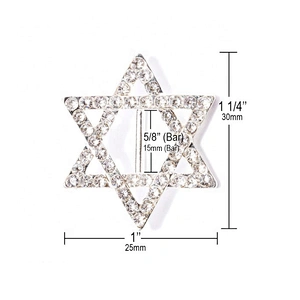 Wholesale Rhinestone Star of David Ribbon Slider Buckle