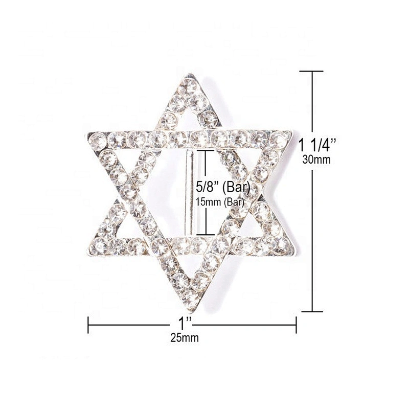 Wholesale Rhinestone Star of David Ribbon Slider Buckle