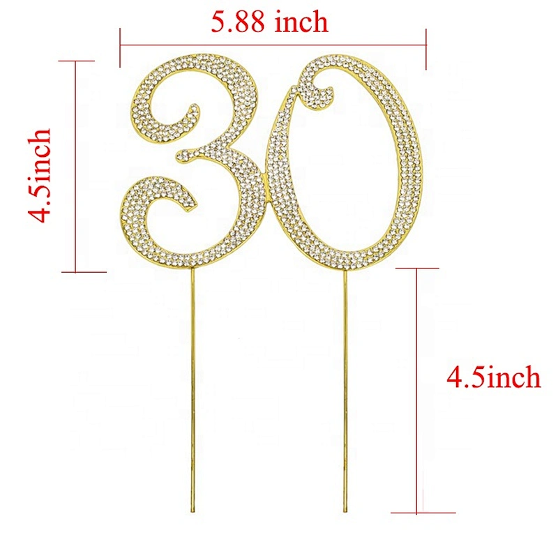 4.7inch birthday anniversary rhinestone number cake toppers wholesale NUMBER 20 30 40 50 60 70 80 90 100