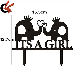 baby shower gender reveal Its A Girl Elephant Acrylic cake topper