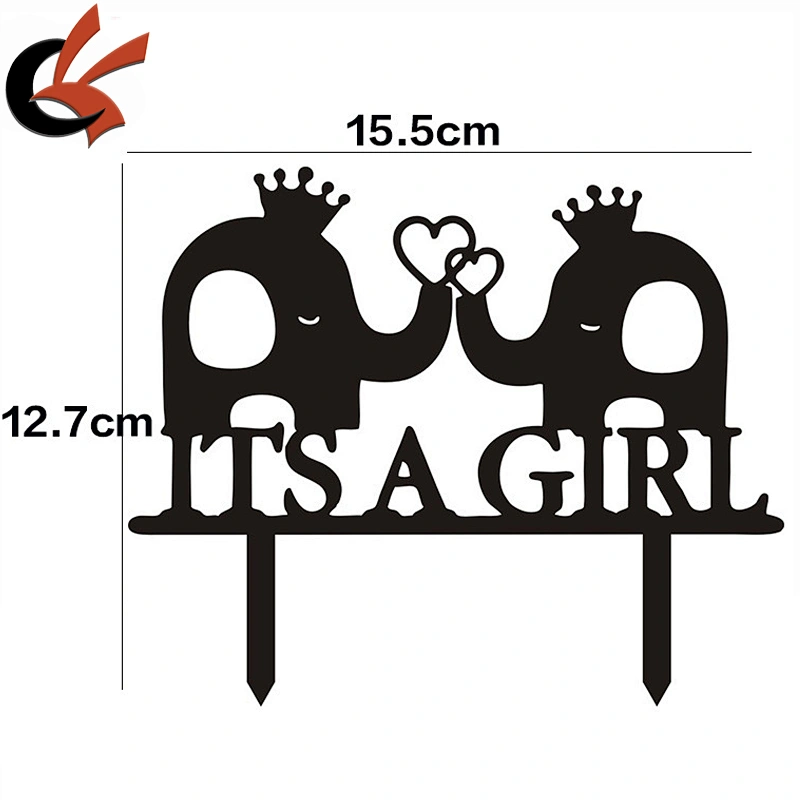 baby shower gender reveal Its A Girl Elephant Acrylic cake topper