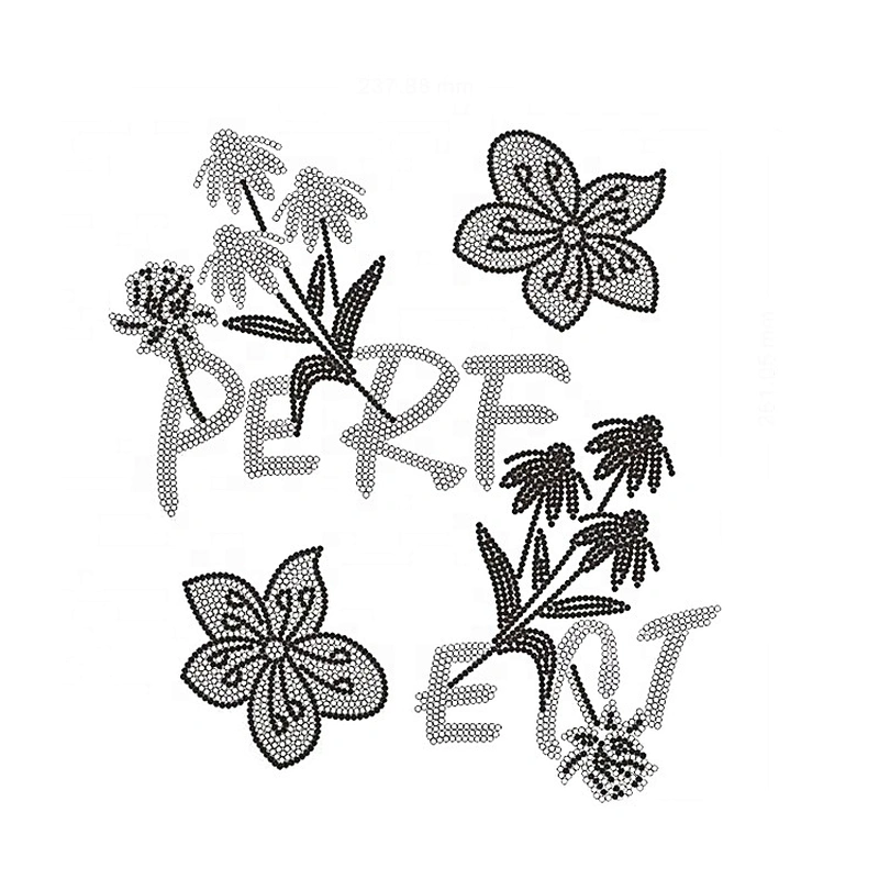 2020 new arrival fashion iron on crystal rhinestone flower heat transfer rhinestone motif