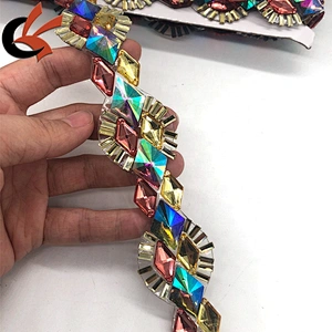 Costume decoration trims iron on rhinestone diamante chain trimming