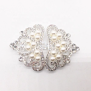 Wedding Factory Supply Crystal Rhinestone Sliders Pearl Buckles For Invitation Card Accessories