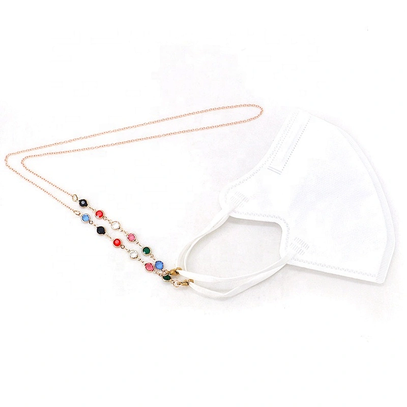 colorful acrylic rhinestone metal eyewear chain sunglasses lanyards face masking lanyard