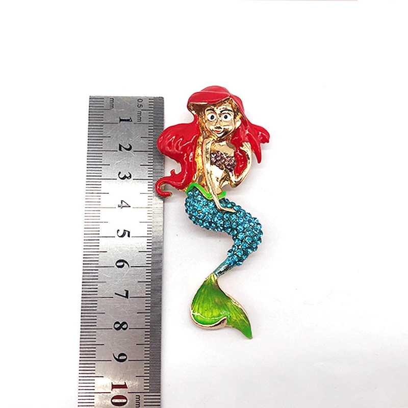 Newer recommended enamelled  with rhinestone mermaid brooch women