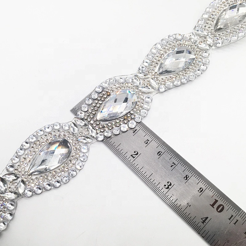 China factory iron on crystal rhinestone resin stone hot melt adhesive trims chain for clothing