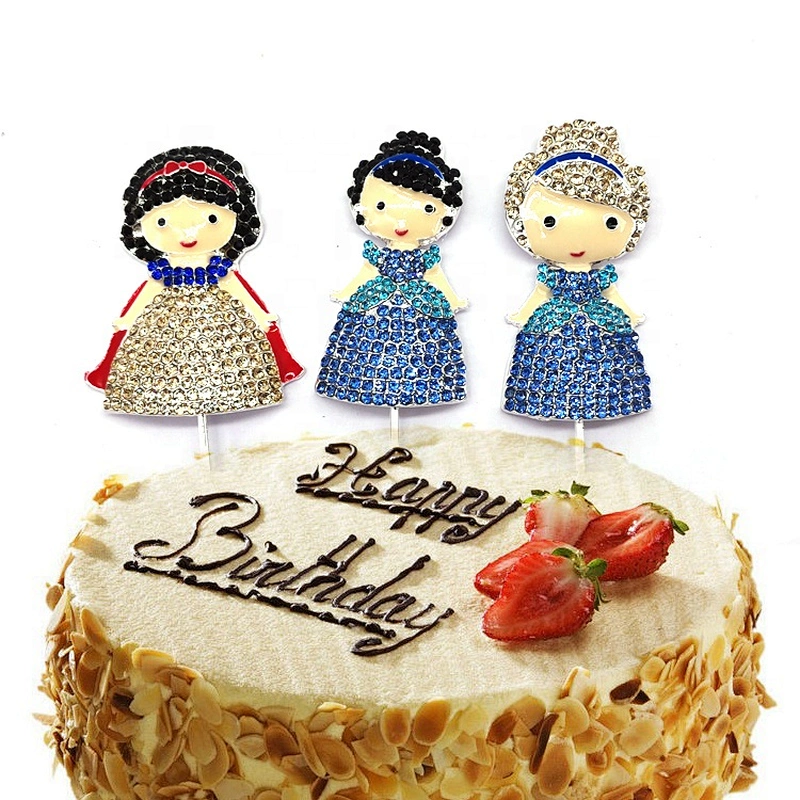 Personalized Cartoon Children Birthday Party Cake Decoration Rhinestone Birthday Cake Topper