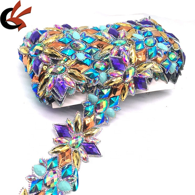 Various Colors Fabric Iron On Crystal Trimmings Banding Hot Fix Rhinestone Trims For DIY Dress Accessories
