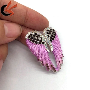 Wholesale purple color angel wings rhinestone brooches