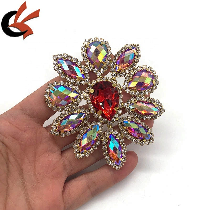 Factory wholesale colorful red AB sew on rhinestone appliques