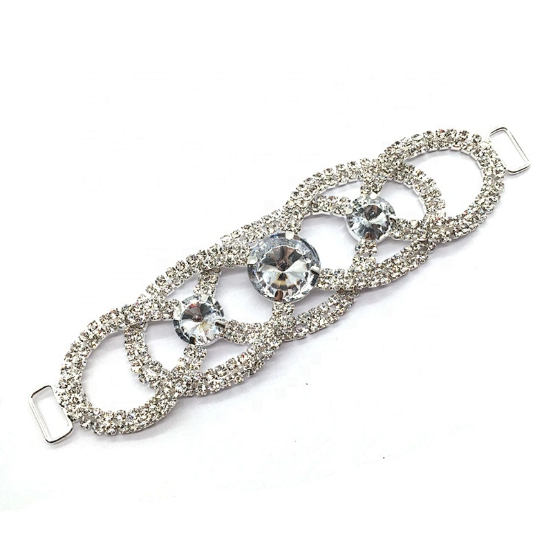 Wholesale shiny crystal bikini hardware fancy belt diamante bikini connector for swimwear accessories