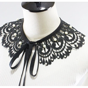 Custom-make 2021 New design black lace detachable collar beaded hollowed-out embroidered collar for women
