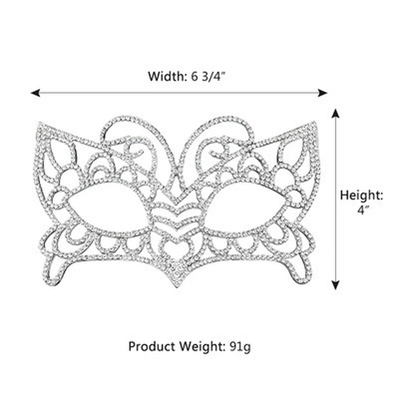 Women's Chunky Crystal Rhinestone Royal Venetian Masquerade Eye Mask