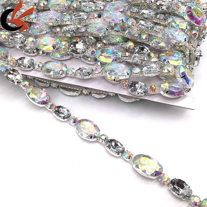 Making Garment Dress Decoration Rhinestone Trim AB Strass Silver Rhinestone Trim
