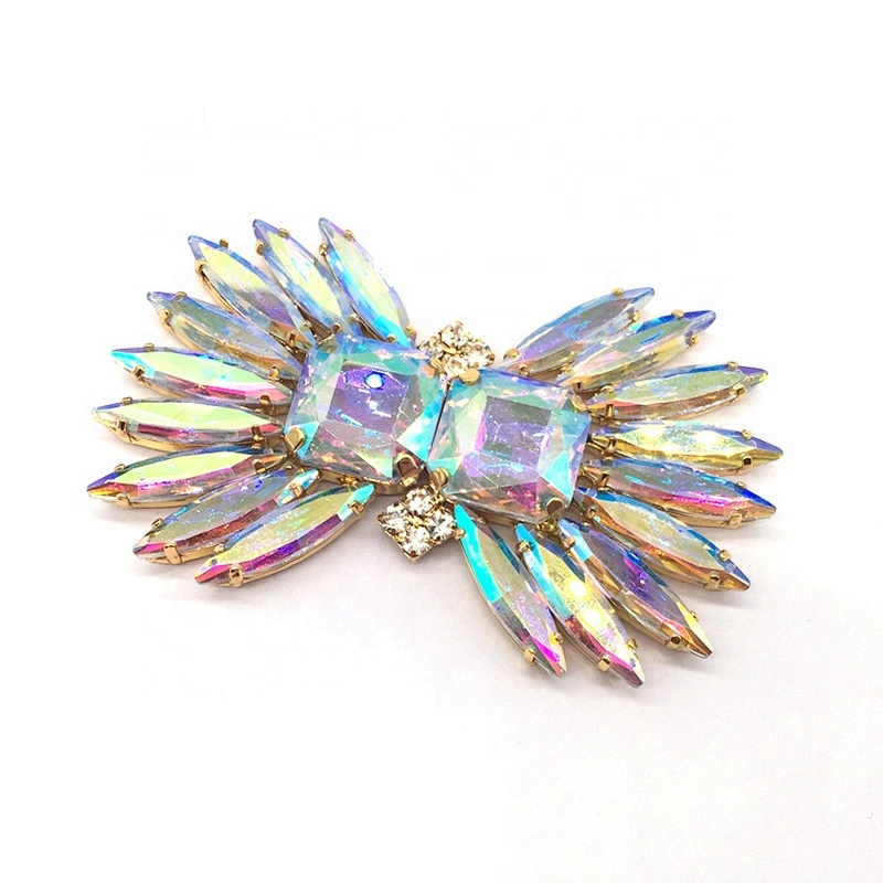 New Fashion Full Diamond Luxury Garment Making Rhinestone Applique AB Crystal Pair Design Rhinestone Buckle