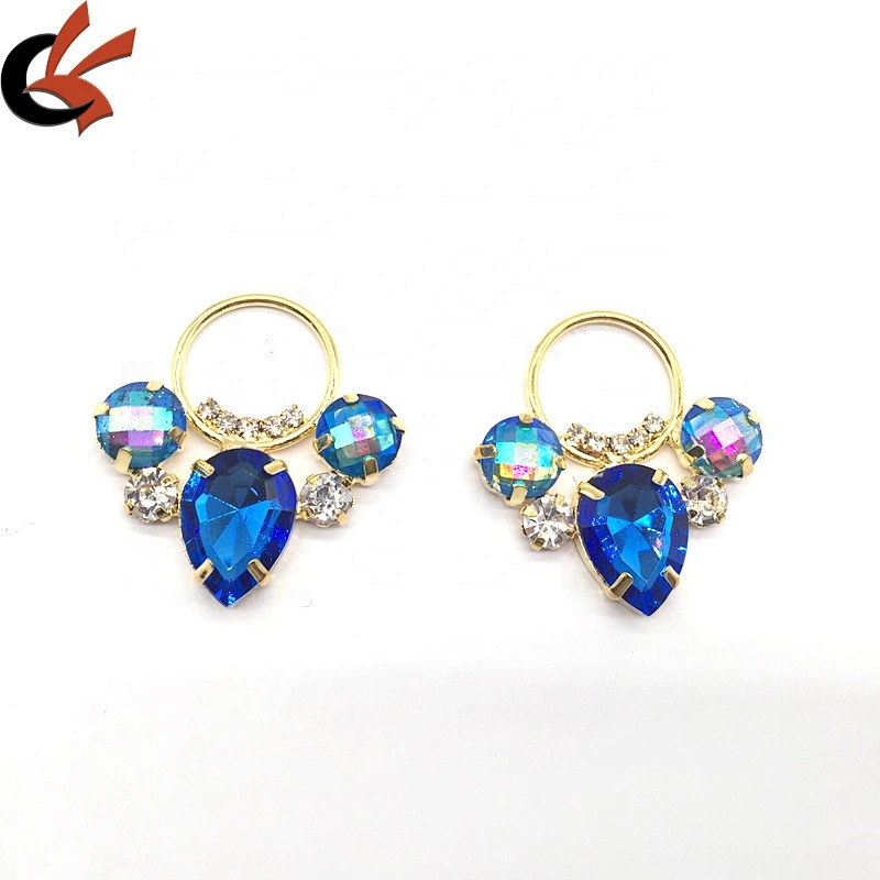 New Customize Design Fashion Blue Collection Sew On Glass Rhinestone Bikini Connector