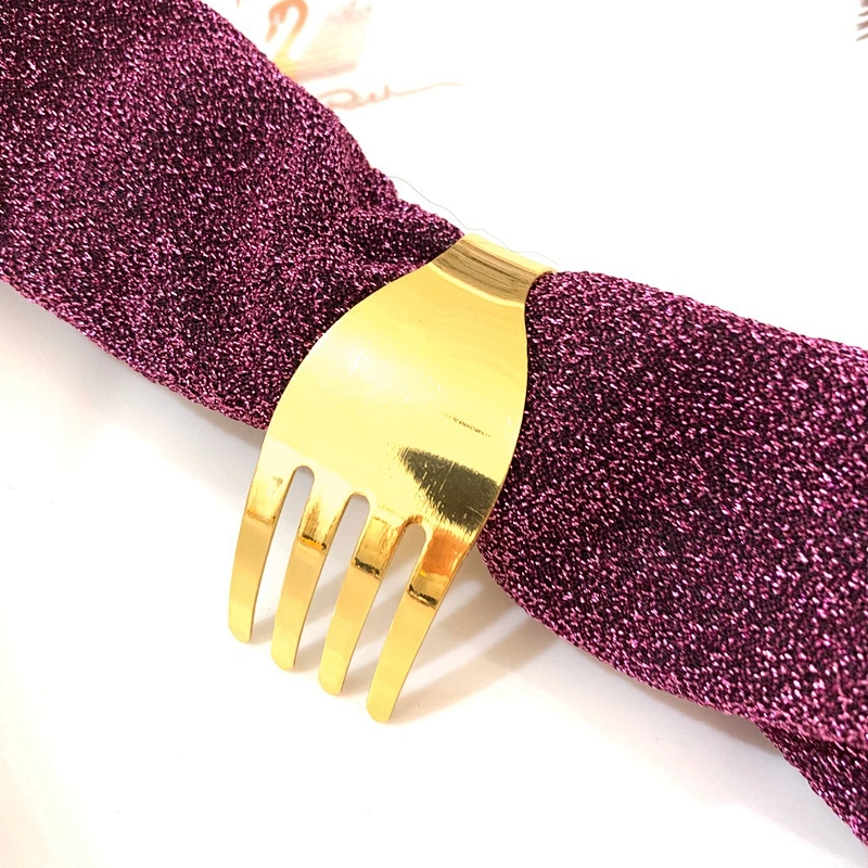 Amazon hot sale base metal Gold Knife and fork style table napkin rings