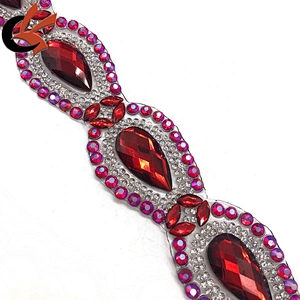 Various colors to choose teardrop shape hot fix fancy rhinestone trimming
