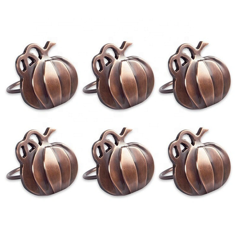 New Arrival 2021 New Design Vintage Bronze Metal Pumpkin Hallowmas Napkin Ring For Easter Dinning Table Decors