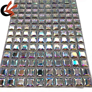 Wholesale shining clear AB crystal hot fix rhinestone mesh sheet