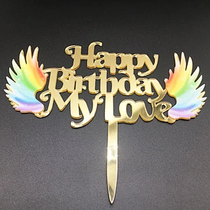 new product ideas 2021 3D Art Painting mirror gold unicorn party cake decoration acrylic cake topper