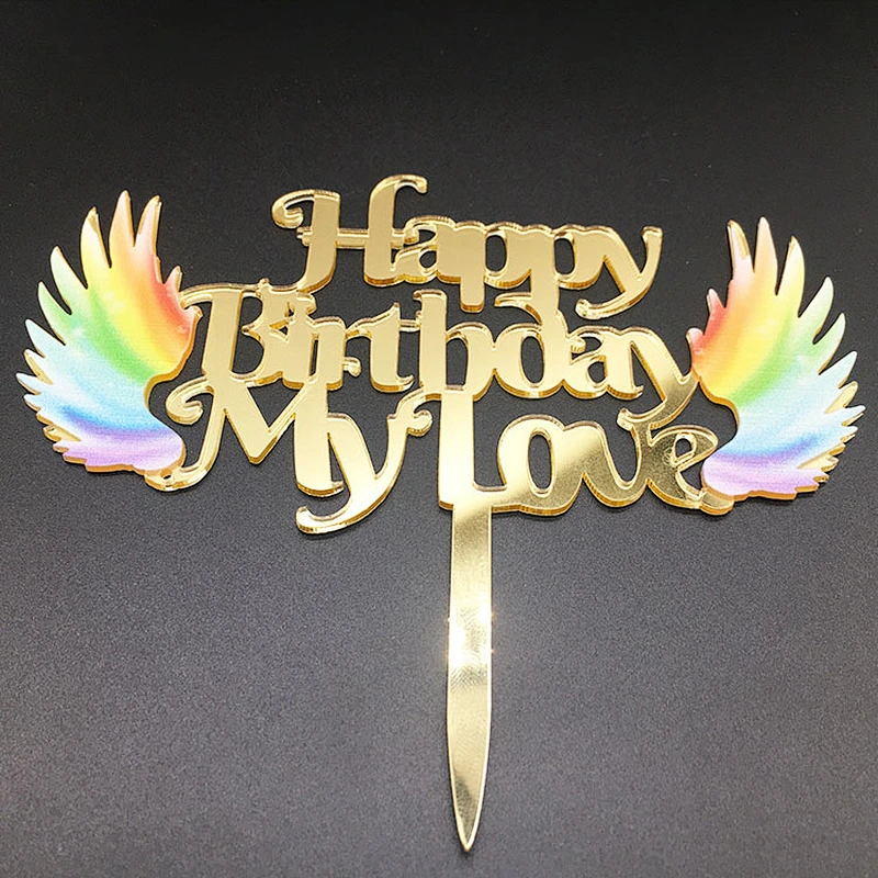 new product ideas 2021 3D Art Painting mirror gold unicorn party cake decoration acrylic cake topper