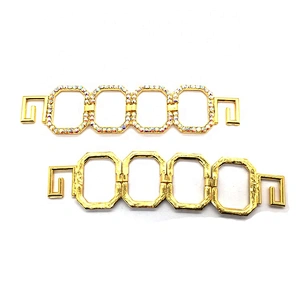 Gold Square Ring Metal Clasp Buckle Crystal Bikini Connector Sew On For Swimwear Suits