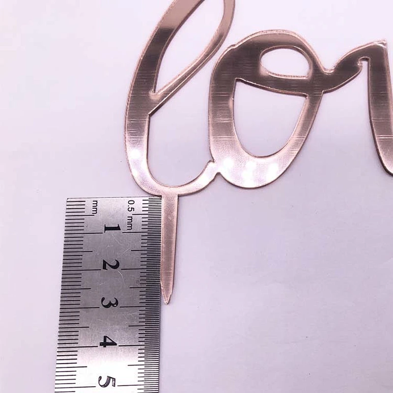 Wholesale acrylic love cake topper in rose gold color