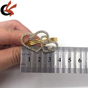 Factory Wholesale Bridal Jewellery double Hearts diamante crystal napkin ring for table decoration