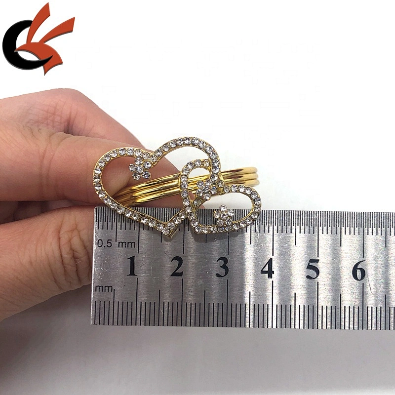 Factory Wholesale Bridal Jewellery double Hearts diamante crystal napkin ring for table decoration