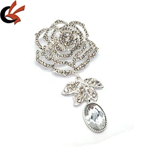 custom add logo pins brooches magnet available clear rose flower brooch for women