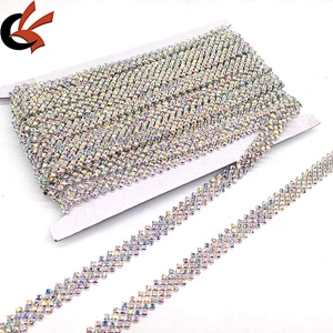 Wholesale bridal belt sash decorative crystal wedding cake AB rhinestone chain trim for bridal dresses