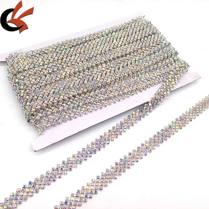 Wholesale bridal belt sash decorative crystal wedding cake AB rhinestone chain trim for bridal dresses