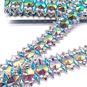 New arrival Hot fix Rhinestone Trim Sheets Iron On Rhinestone Mesh Strass Mix Color