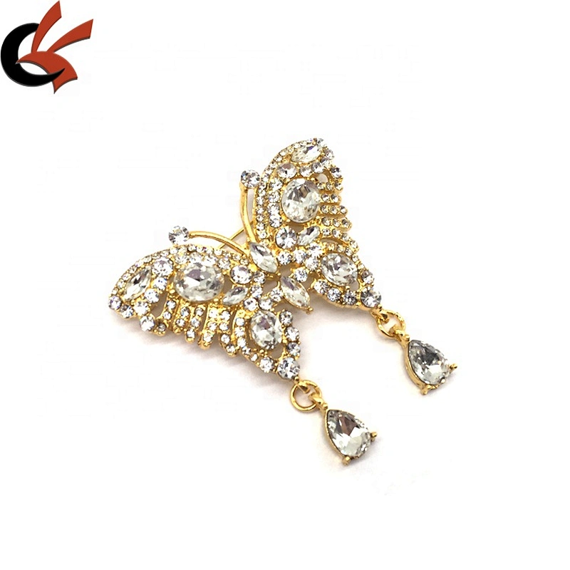 Silver/gold butterfly shaped luxury design brooch pin women suit safety brooch pins for evening dress