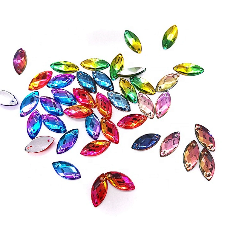 In Stock Flatback embellishments Sew on Gradient Jewelry acrylic stone  for Garment decoration