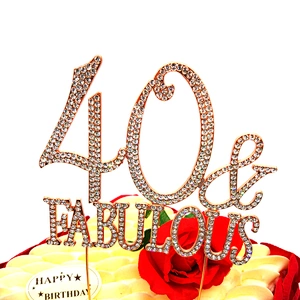 40 & Fabulous Cake Topper for 40th Birthday Party Decoration Supplies (Gold)