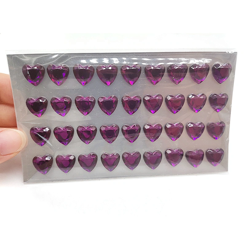 Assort Heart Acrylic rhinestone Self Adhesive Craft Stickers