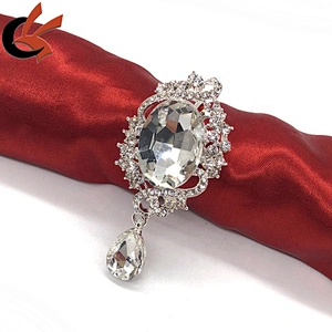 Shining Fashion large glass gem crystal Napkin Ring Wholesale Rhinestone Ring of Napkin
