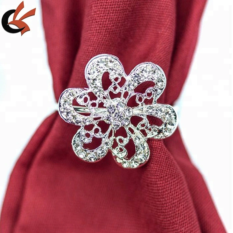 bulk small flower rhinestone brooch napkin ring for wedding