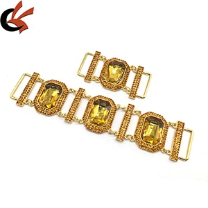 A Set Gold Bling Jewelry Swim Suits Big Luxury Stone Alloy Metal Full Crystal Bikini Connector