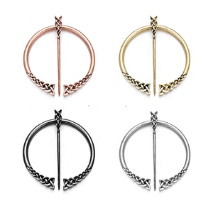 Round Antique Rose Gold Silver Scarf Shawl Coat Alloy Pins Viking Brooch